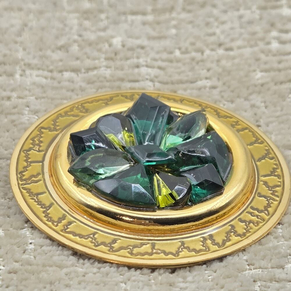 EDGAR BEREBI Designer Fashion Brooch With Green Crystals